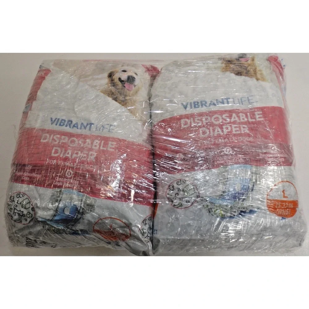 (2 pack) Vibrant Life Dog Diapers - Female Heat Dog size Lg - 12ct (opn package)
